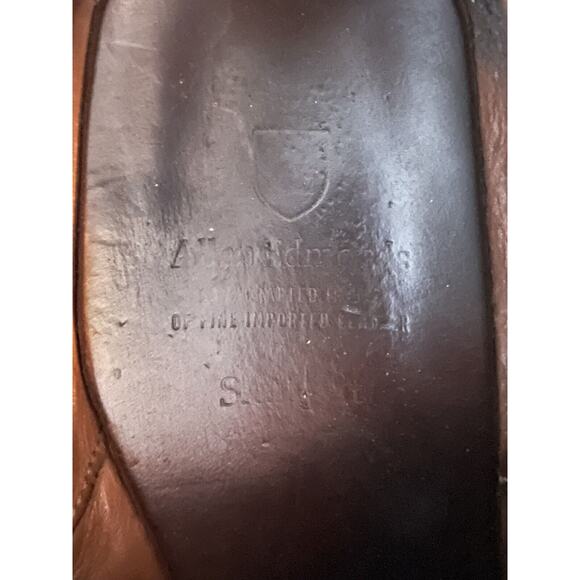 Allen‎ Edmonds Stuttgart Men Size 11 Brown Whiskey Leather Brogue Oxford READ - Picture 7 of 11